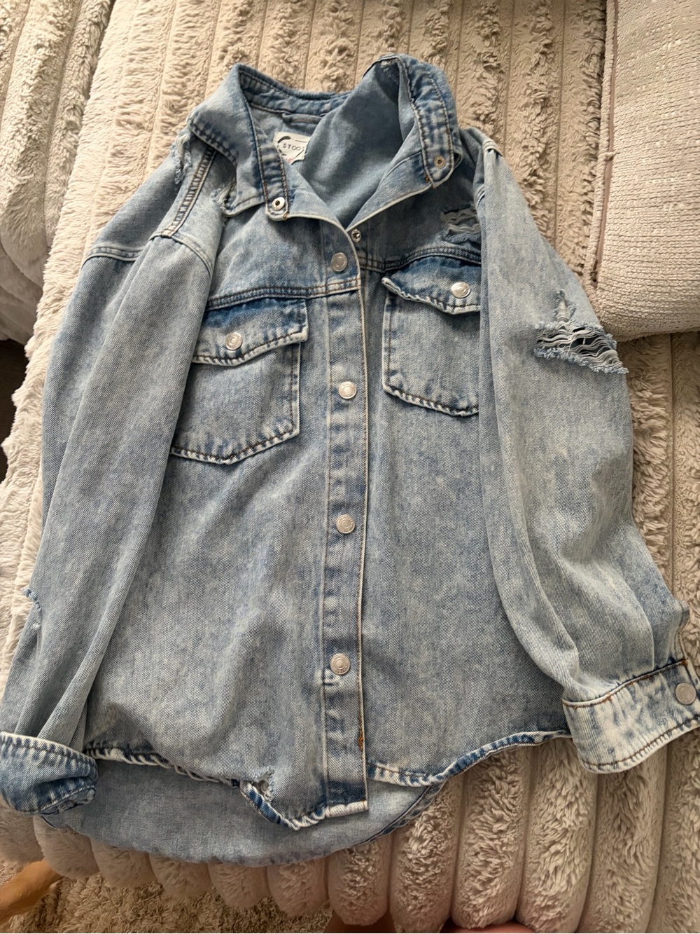 Stoosh Light Blue Distressed Denim Jacket